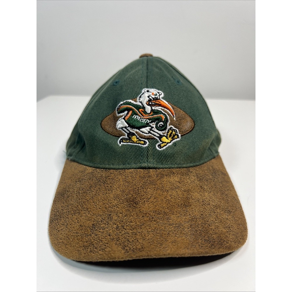 Vintage University of Miami Hurricanes Sebastian Ibis Logo Suede Brim TEI Cap